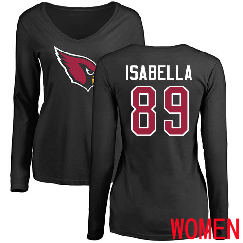 Arizona Cardinals Black Women Andy Isabella Name And Number Logo NFL Football #89 Long Sleeve T Shirt